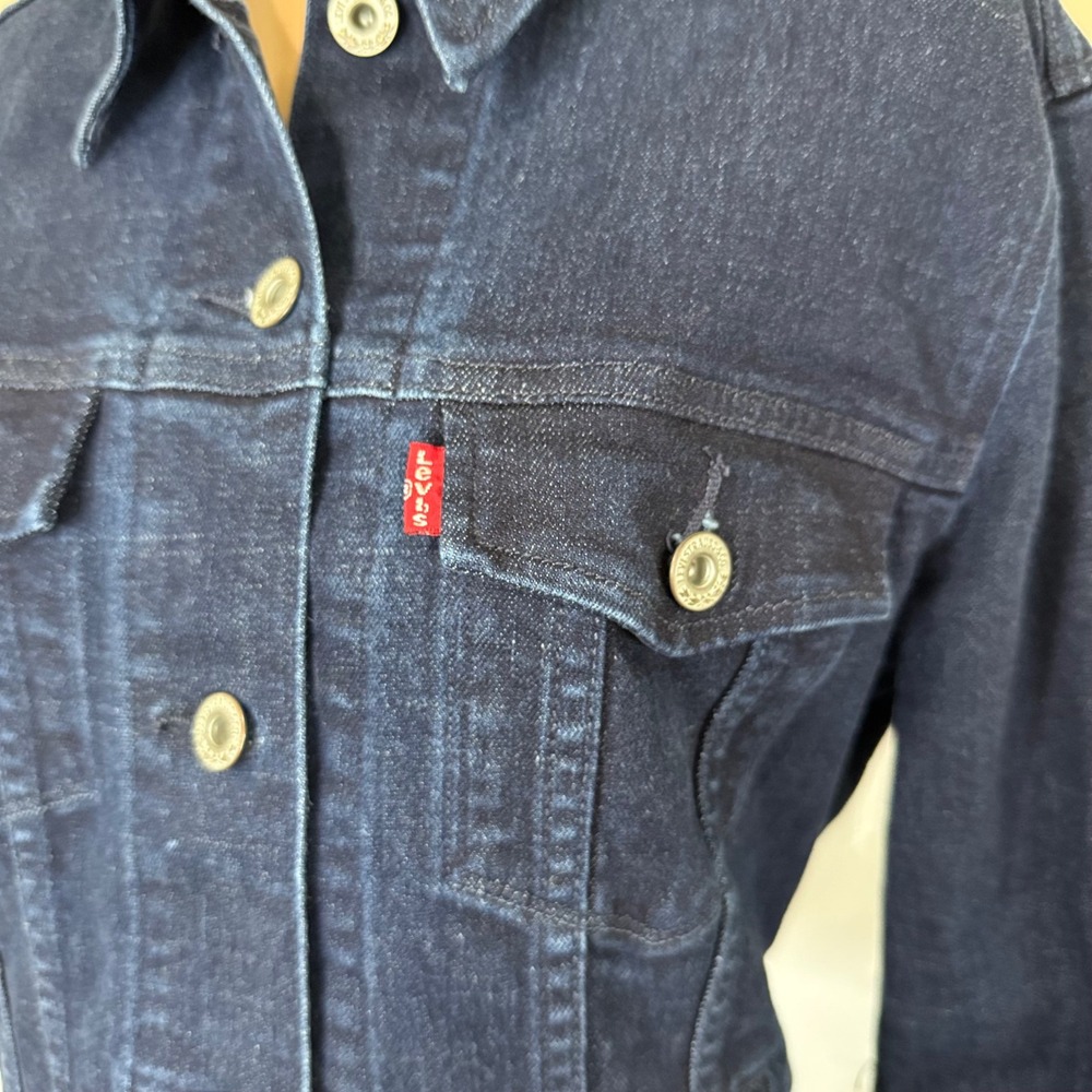Levis Womens Trucker Jacket Dark Indigo Denim Button Up 72273-0001 Size L - Picture 2 of 11